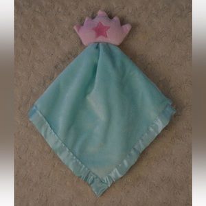 Baby Essentials Tiara Crown Lovey Security Blanket Aqua Blue Pink Star Rattle